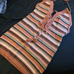 Crochet cover up mini dress